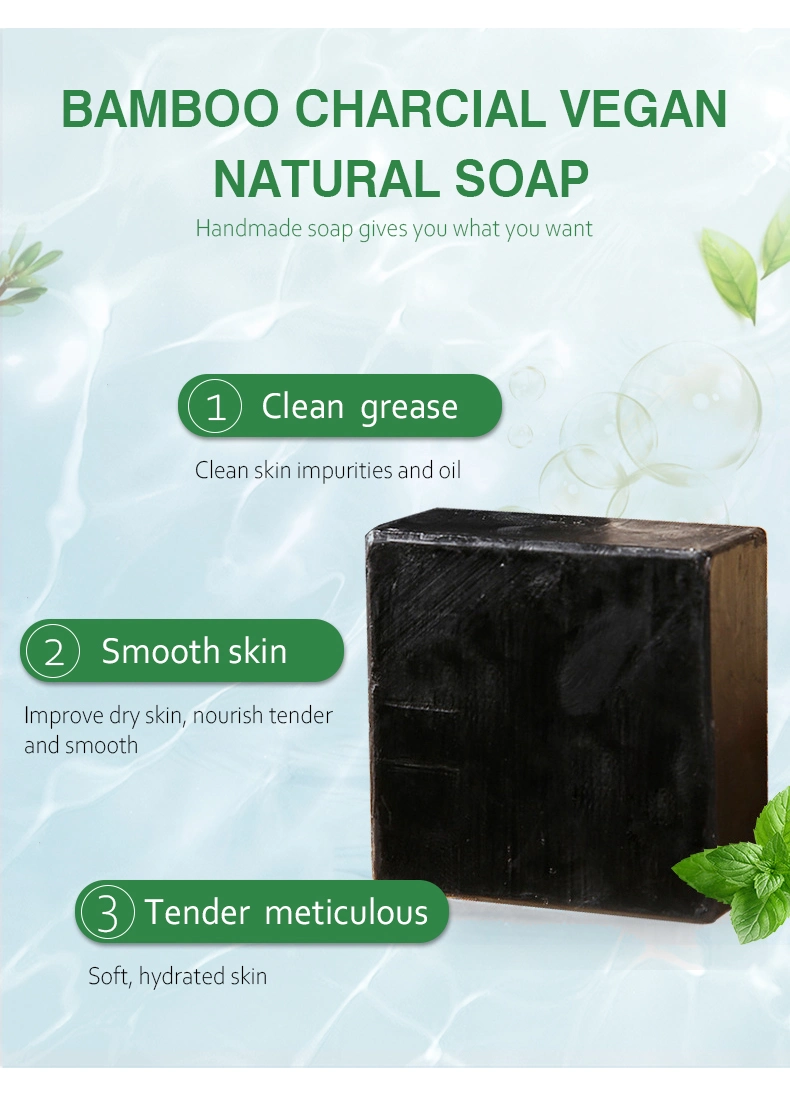 Wholesale Natural Handmade Organic Black Bamboo Charcoal Soap Cleaning Whitening Face and Body Bath Bar Hotel and Home EVA Flower Thailand Soap Beauty Skin